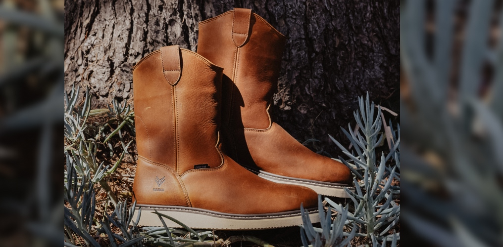 work boots in wilderness.