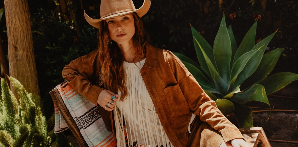 Women in gold dress.