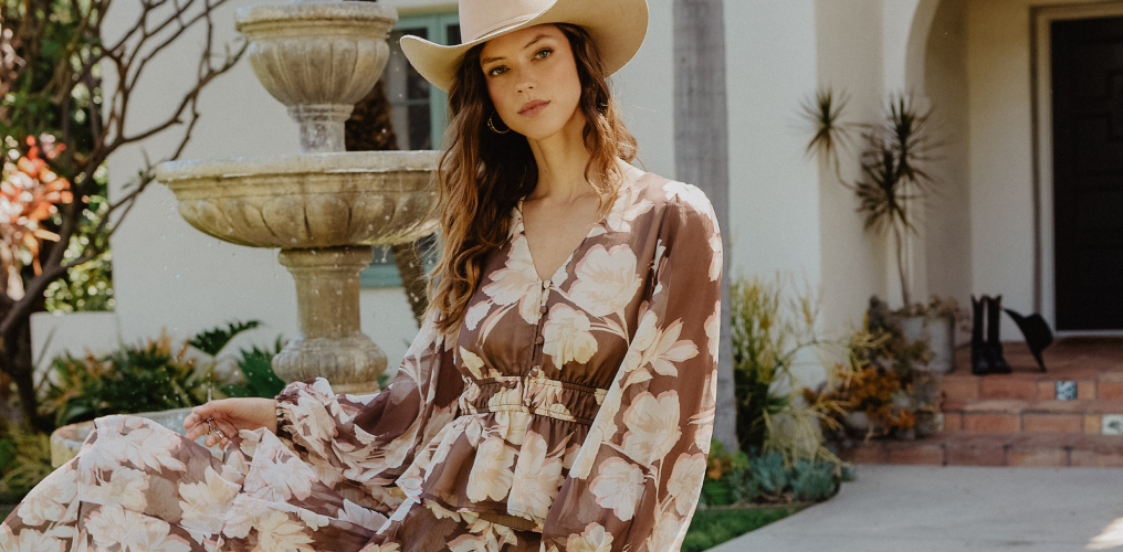 Women in floral dress.