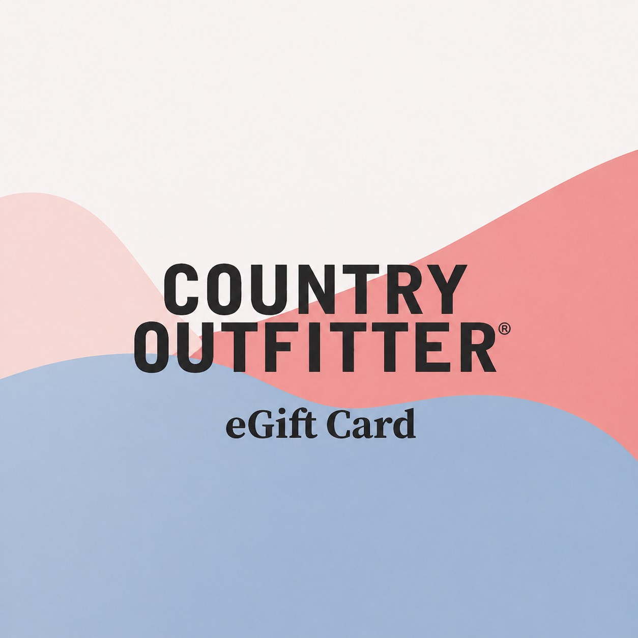 red,white,blue graphic with overlay text of Country Outfitter e-gift card