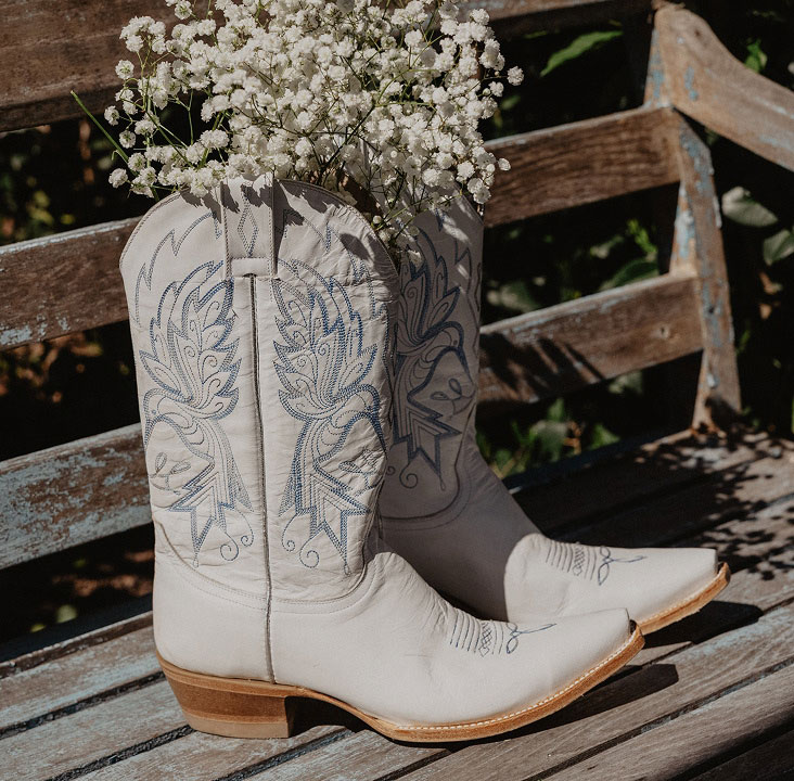 white boots on bench