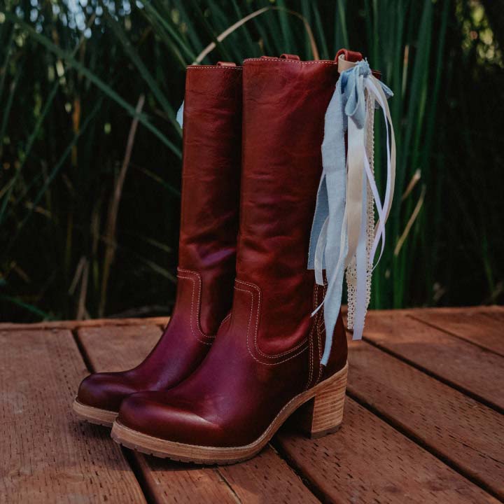 red boots on a dock