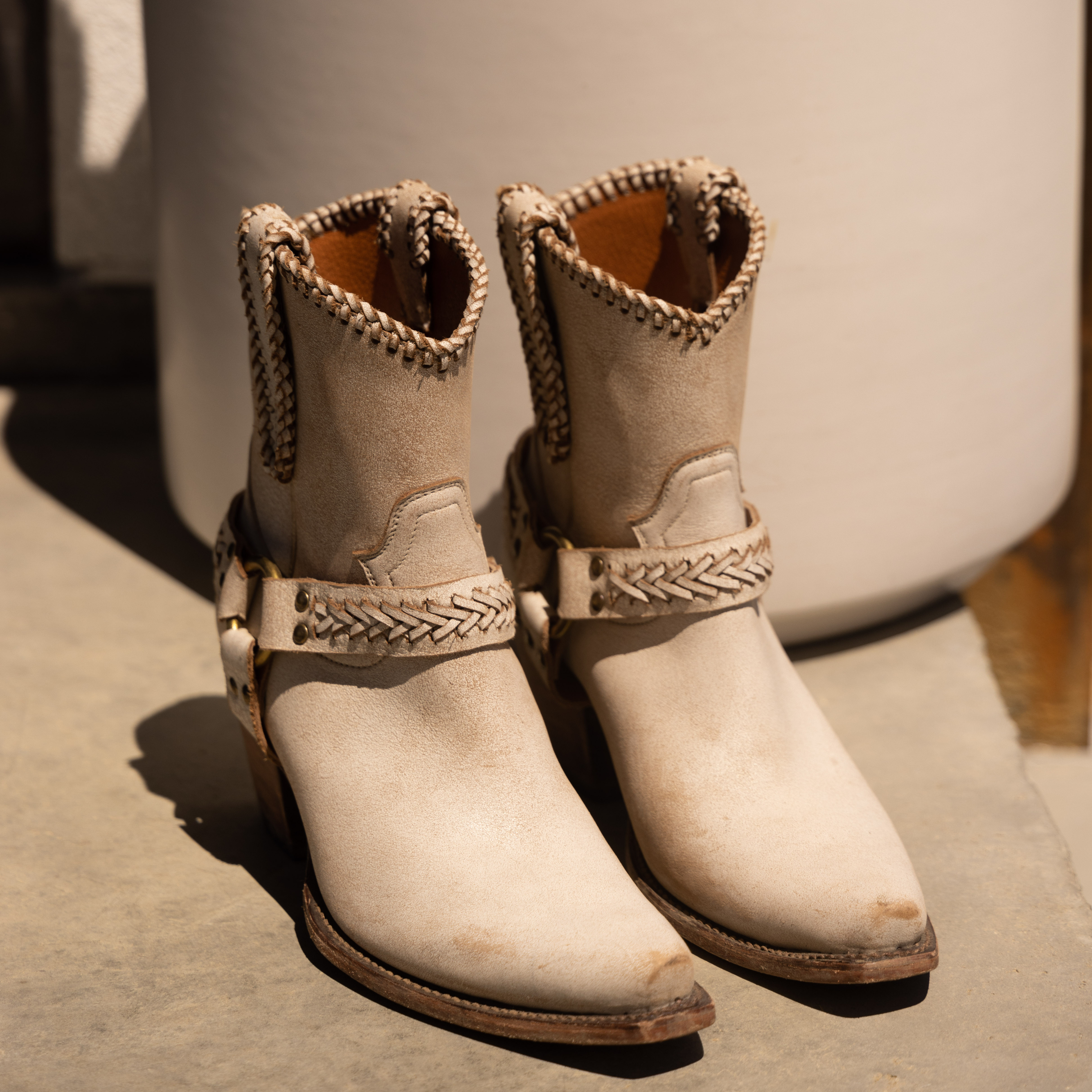  white boots on dirt